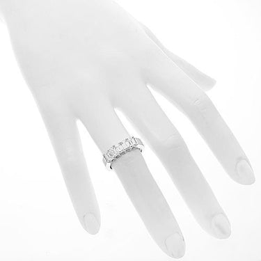 Emerald Cut Five Stone Diamond Anniversary Ring 1.50 Ctw in 14K White Gold